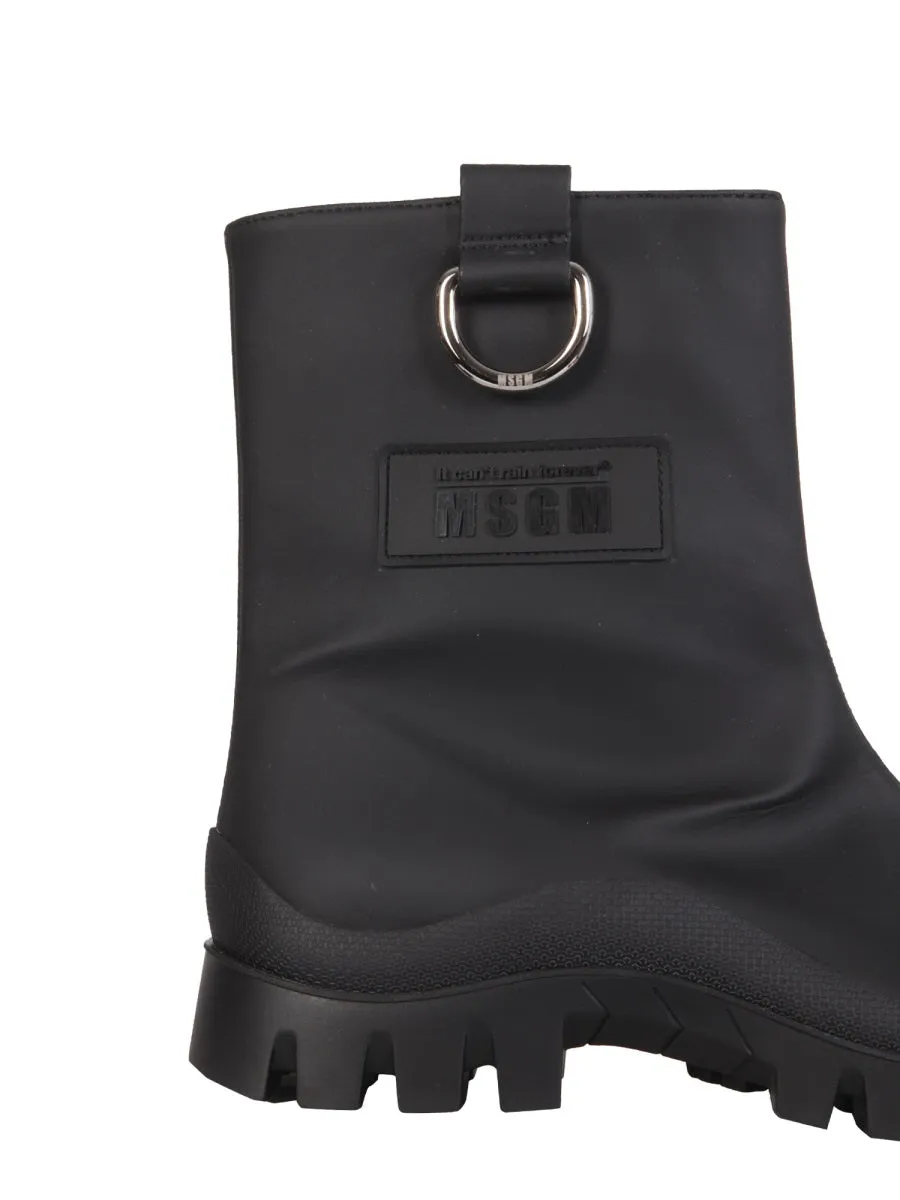 MSGM Logo Embossed Slip-On Ankle Boots