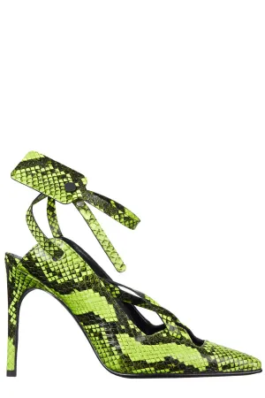 Off-White Embossed Ankle Strap Sandals