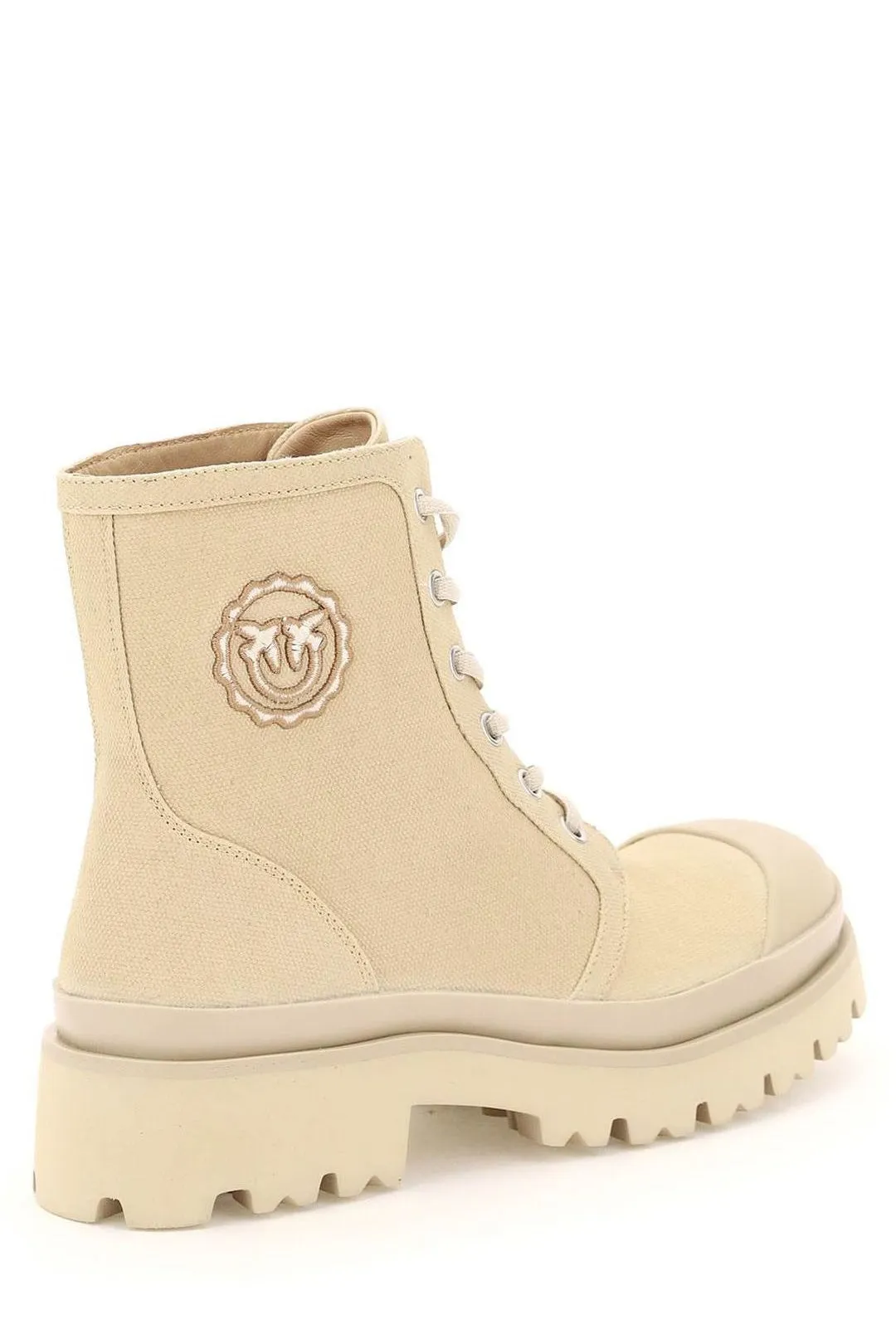 Pinko Logo Patch Lace-Up Ankle Boots