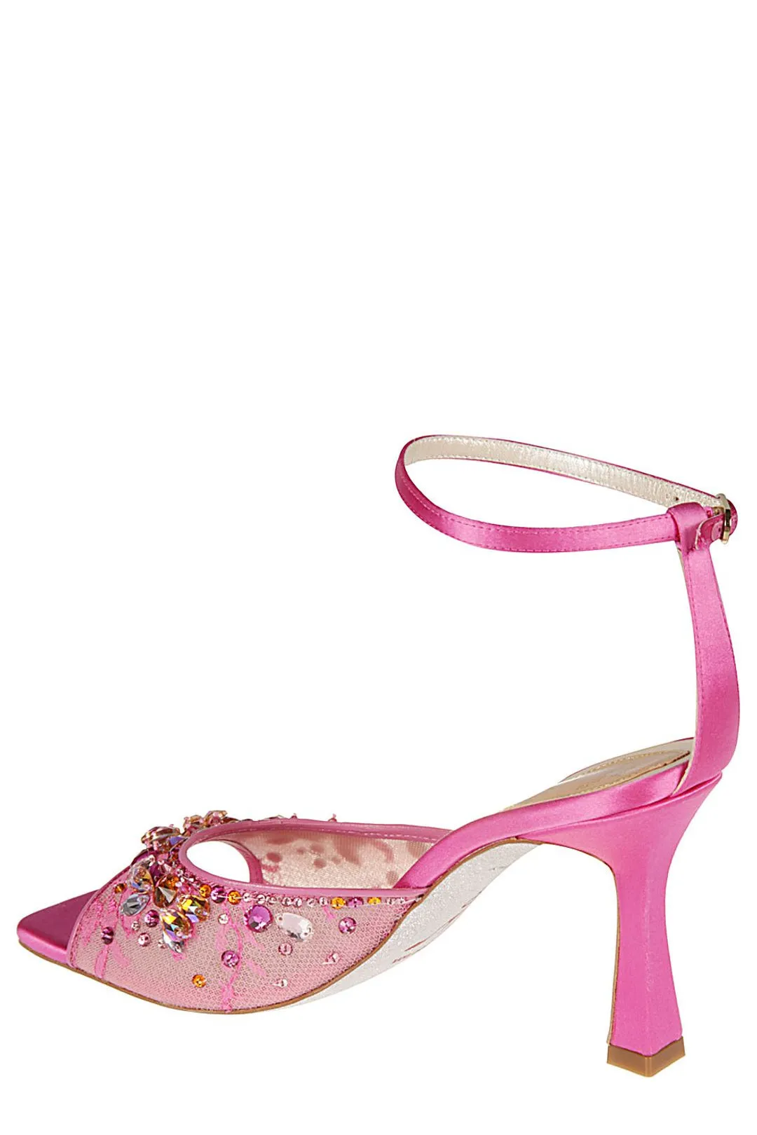 Ren Caovilla Crystal Embellished Ankle Strap Sandals
