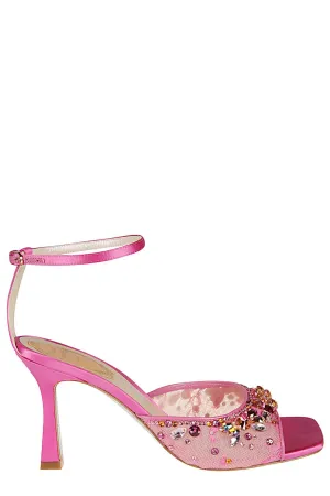 Ren Caovilla Crystal Embellished Ankle Strap Sandals