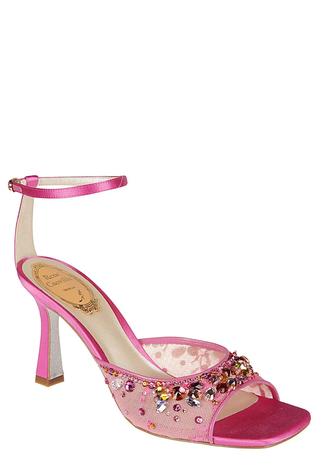 Ren Caovilla Crystal Embellished Ankle Strap Sandals