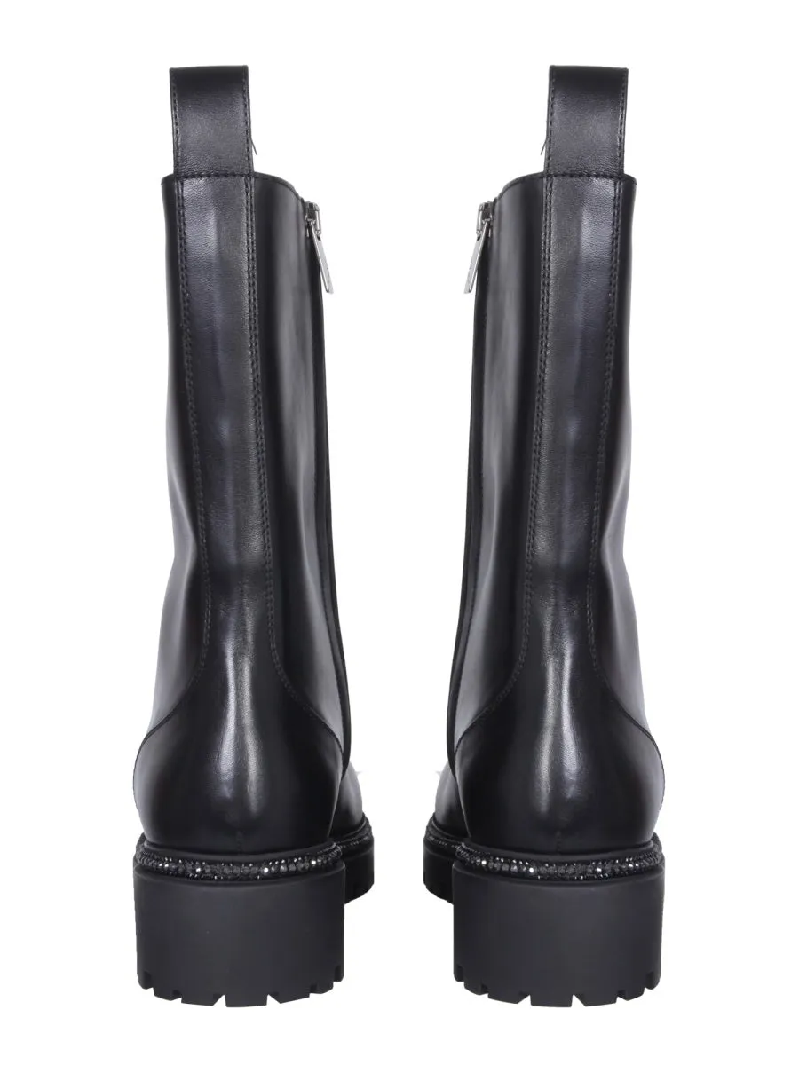 Ren Caovilla Rhinestone Embellished Combat Boots
