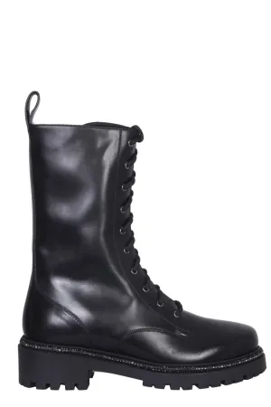 Ren Caovilla Rhinestone Embellished Combat Boots