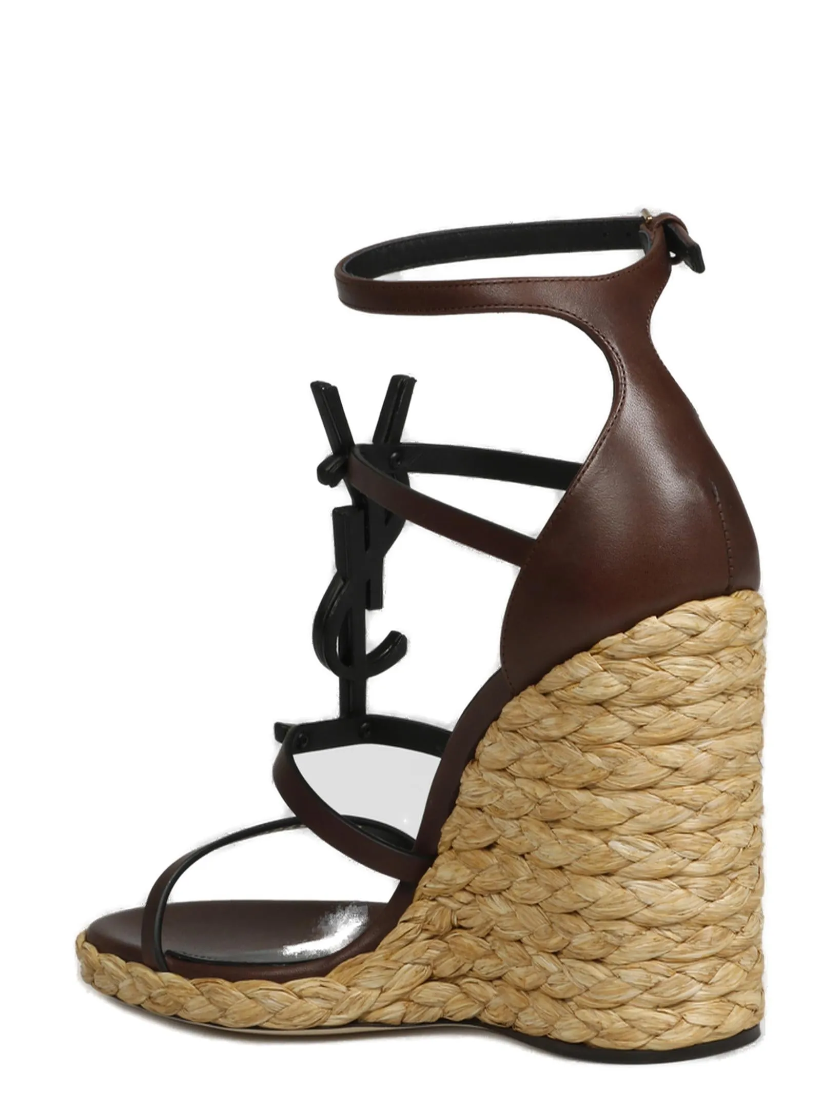 Saint Laurent Cassandra Logo Plaque Wedge Sandals
