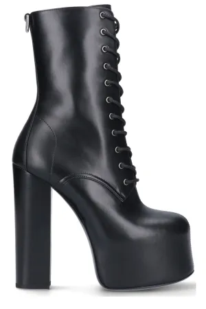Saint Laurent Square Toe Lace-Up Boots