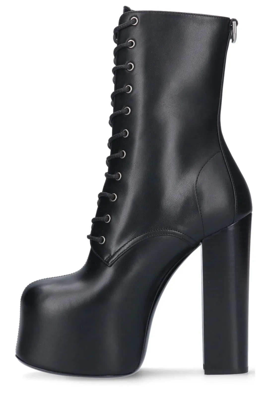 Saint Laurent Square Toe Lace-Up Boots