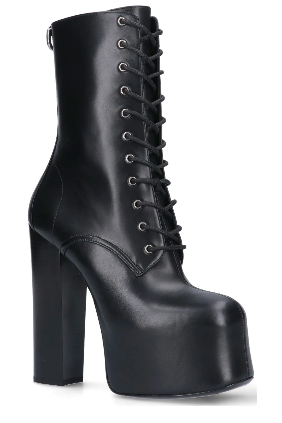 Saint Laurent Square Toe Lace-Up Boots