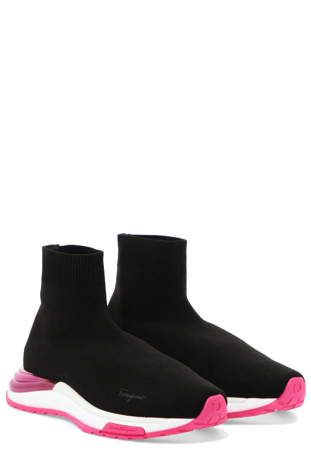 Salvatore Ferragamo Logo Embellished Sock Sneakers