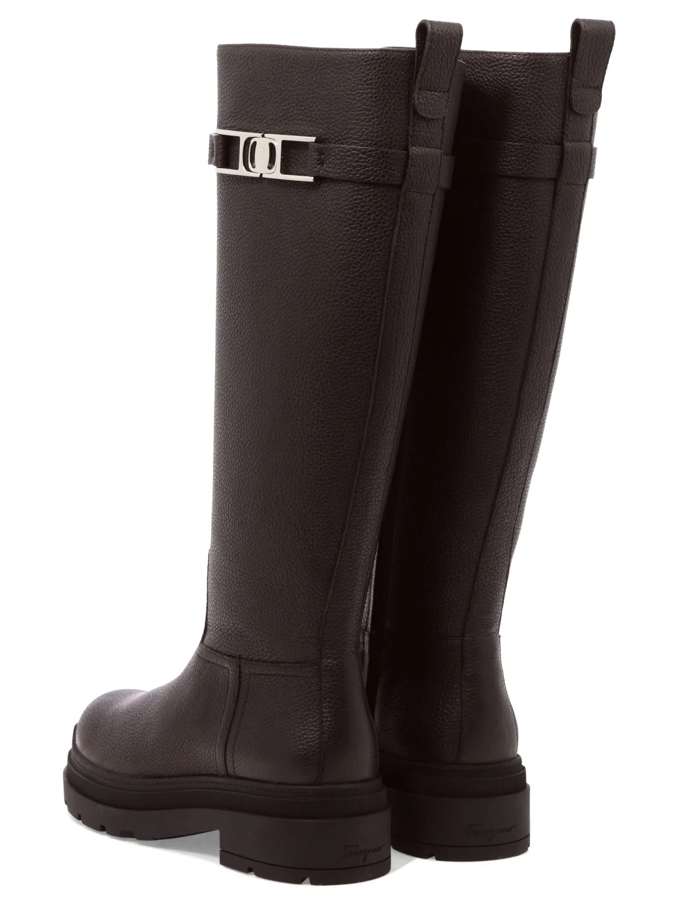Salvatore Ferragamo Vara Chain Knee High Boots