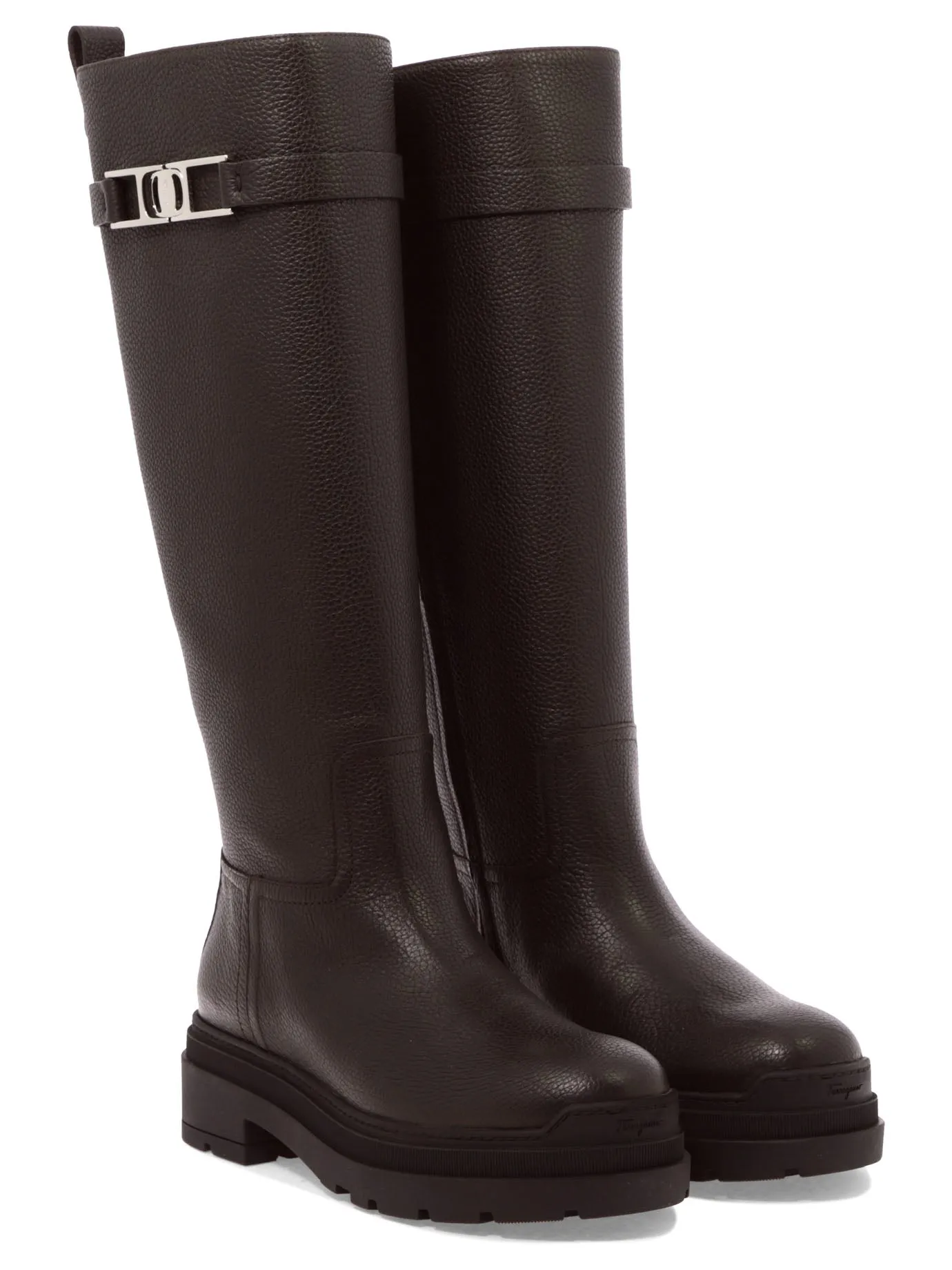 Salvatore Ferragamo Vara Chain Knee High Boots