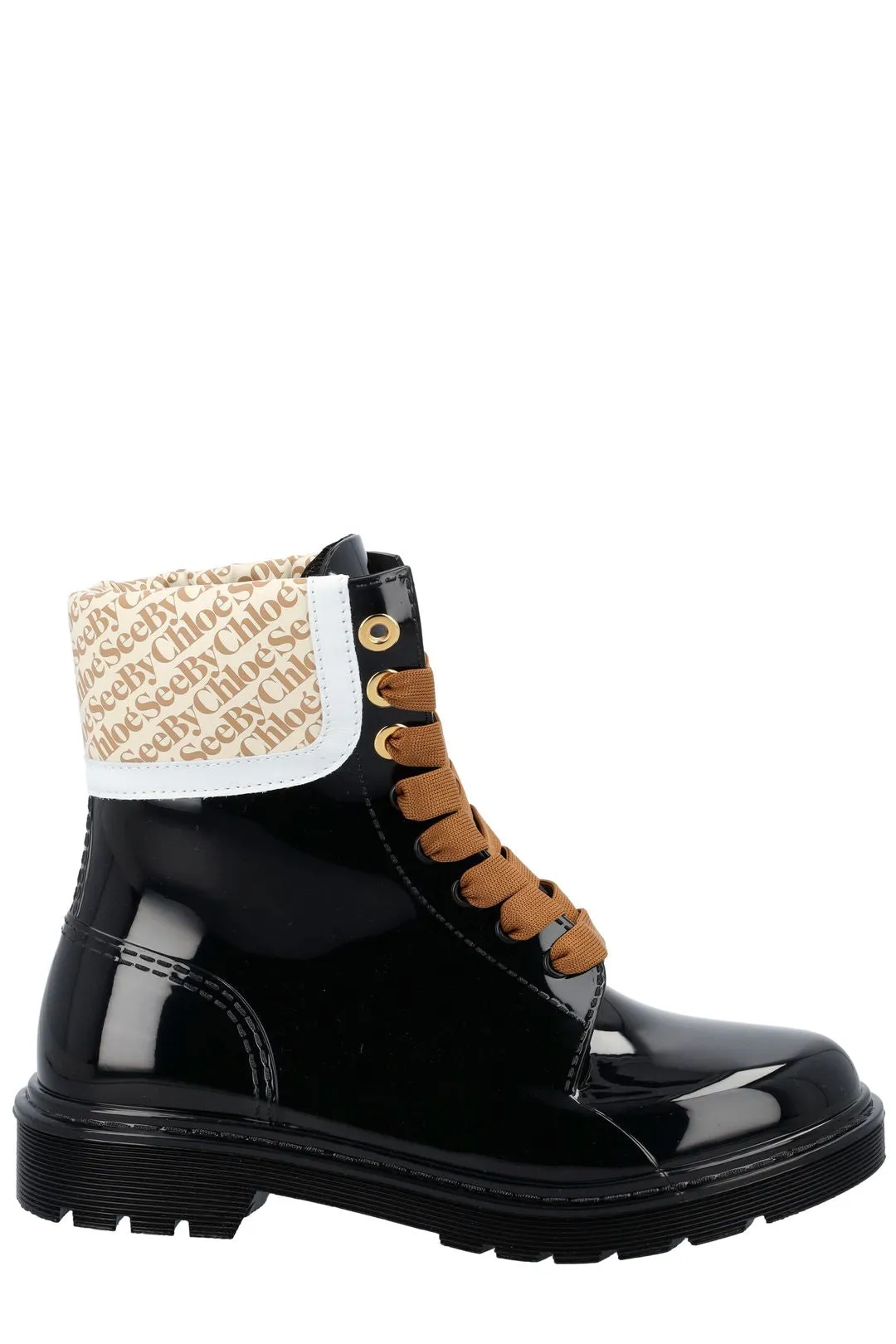 See By Chlo Logo Printed Lace-Up Boot