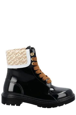 See By Chlo Logo Printed Lace-Up Boot