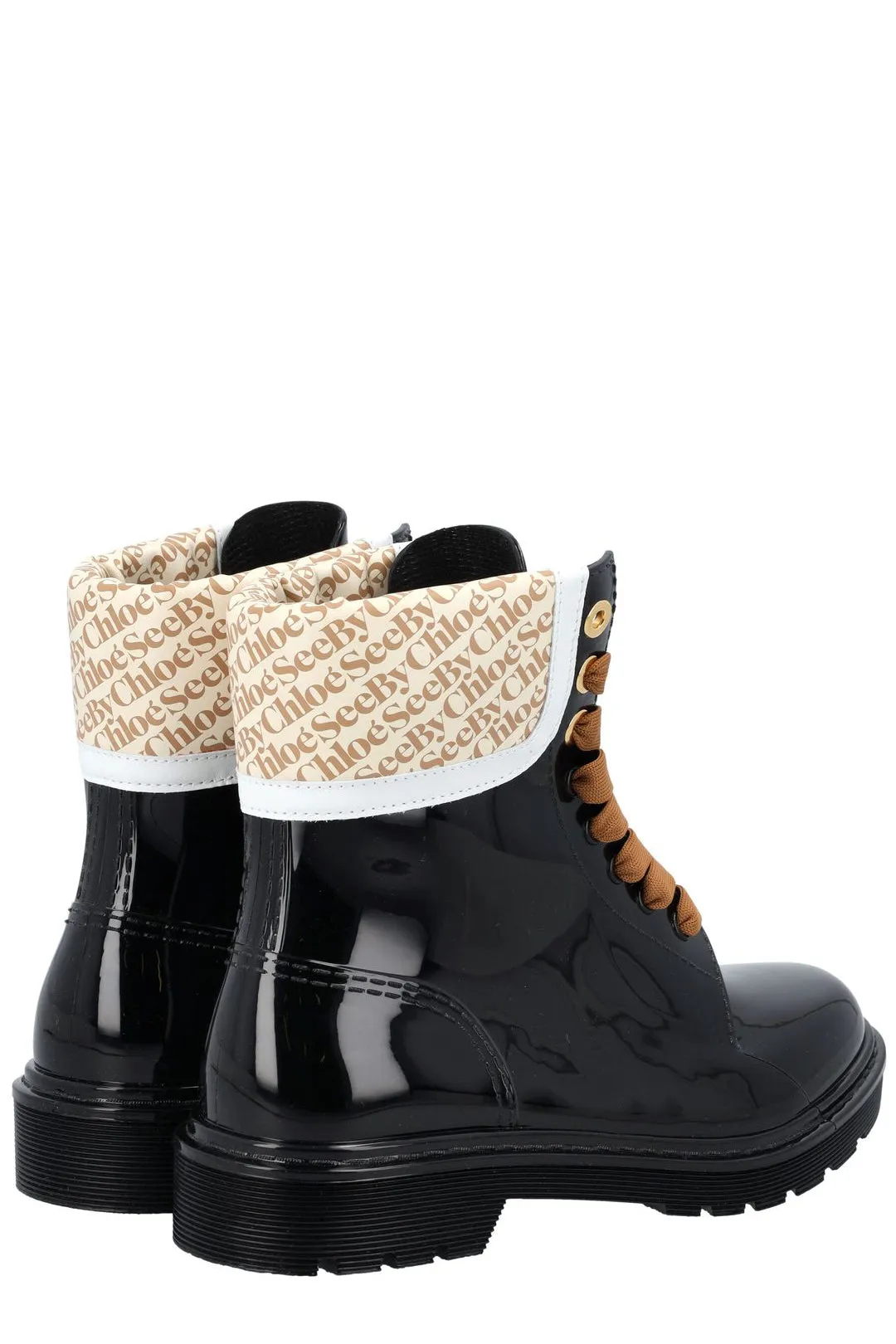 See By Chlo Logo Printed Lace-Up Boot