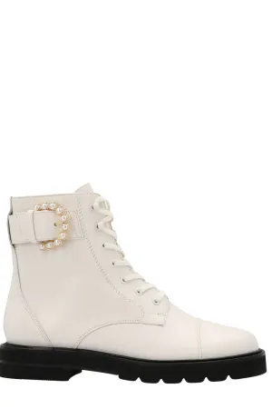 Stuart Weitzman Embellished-Buckled Combat Boots