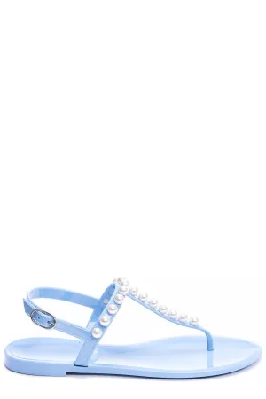 Stuart Weitzman Goldie Jelly Embellished Thong Sandals