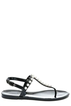 Stuart Weitzman Goldie Jelly Embellished Thong Sandals