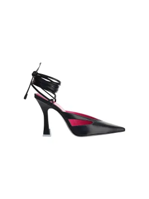 The Attico Pointed-Toe Lace-Up Pumps