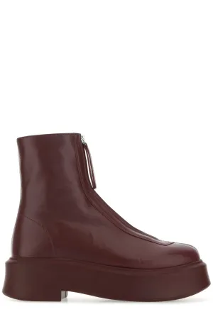 The Row Zip Detailed Round Toe Ankle Boots