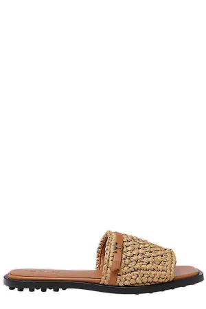 Tod's T-Strap Woven Slip-On Sandals
