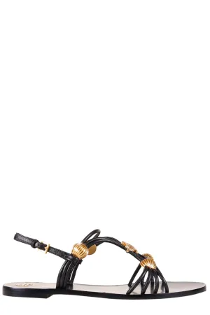 Tory Burch Bead-Detail Crossover Strappy Sandals