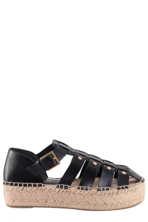 Tory Burch Fisherman Round-Toe Platform Espadrilles