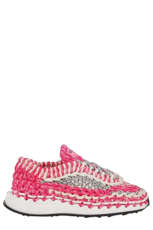 Valentino Crochet Lace-Up Sneakers