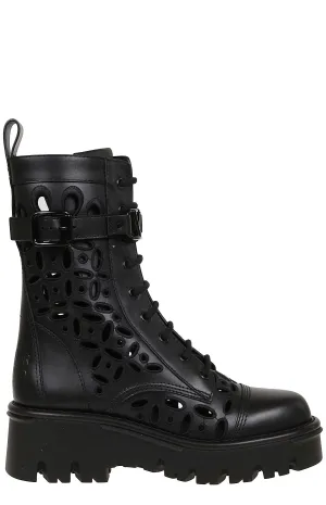 Valentino Cut-Out Detailed Combat Boots