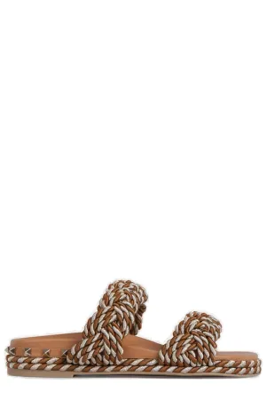 Valentino Garavani Rockstud Braided Strap Sandals