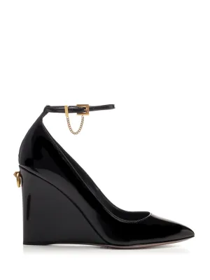 Valentino Patent Ankle Strap Wedges