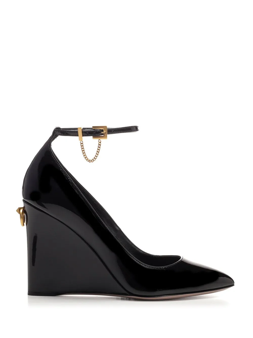 Valentino Patent Ankle Strap Wedges