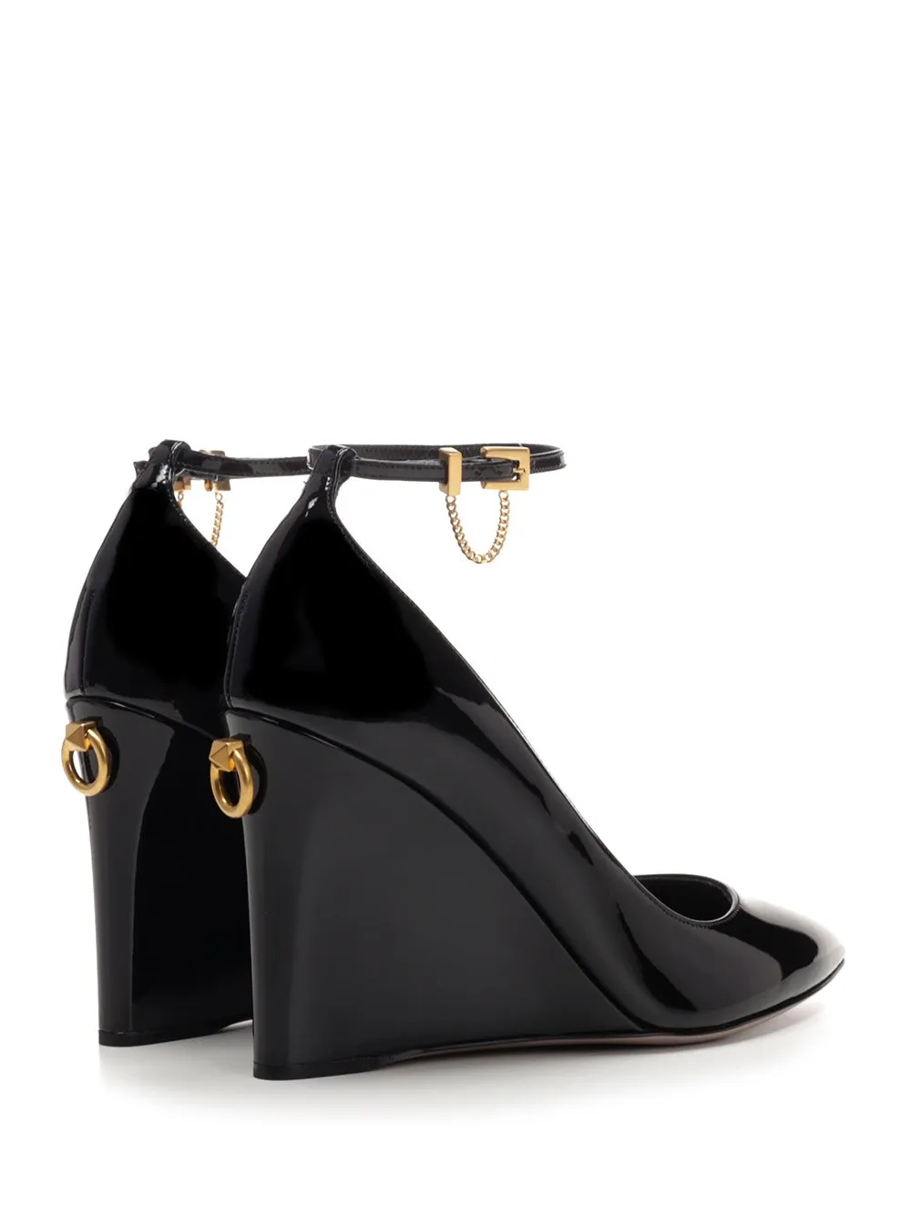 Valentino Patent Ankle Strap Wedges