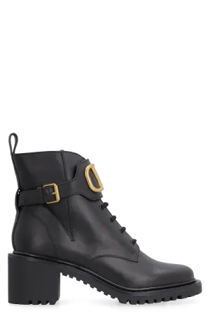 Valentino VLogo Plaque Lace-Up Boot
