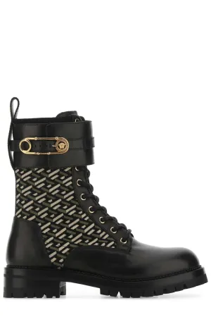 Versace La Greaca Jacquard Combat Boots