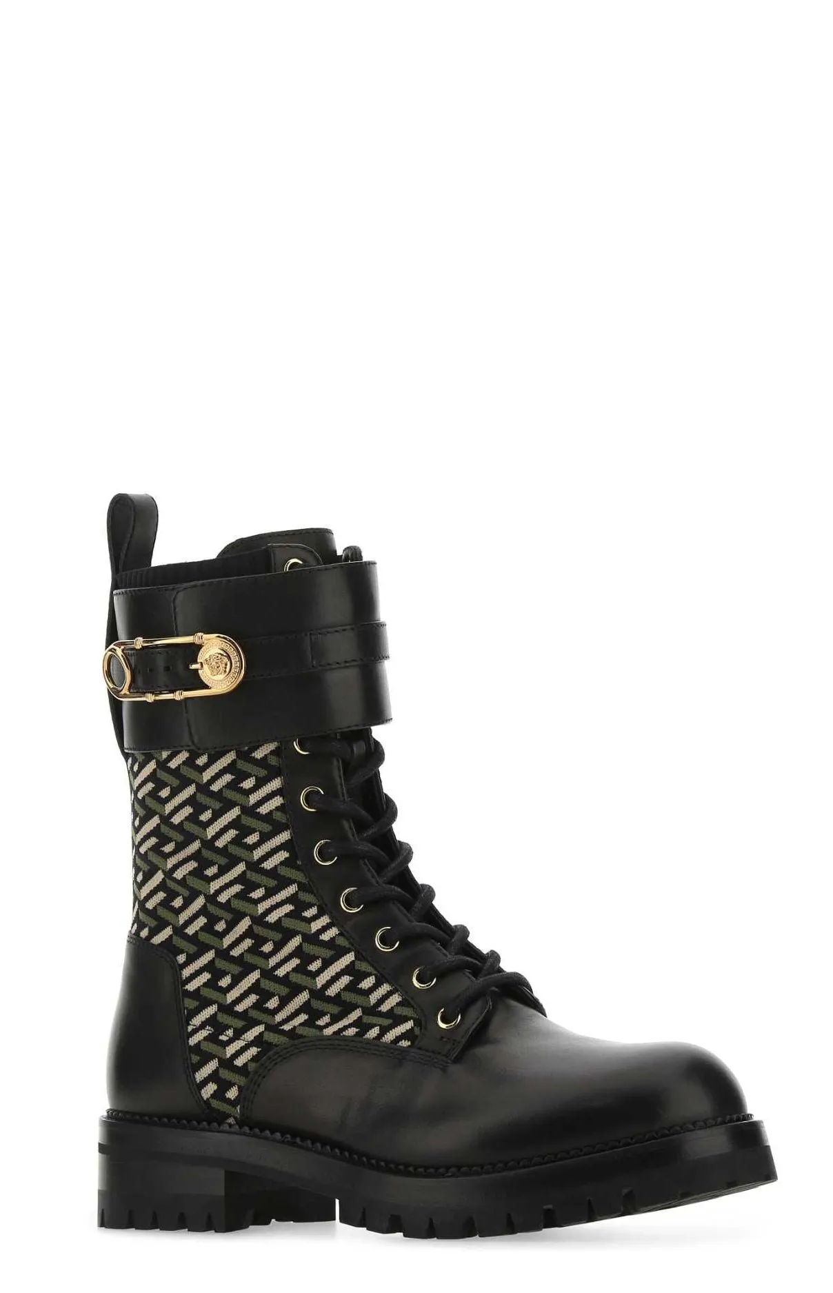 Versace La Greaca Jacquard Combat Boots